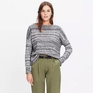 Madewell Threadmix Boatneck Pullover Sweater Gray Marled Size Small